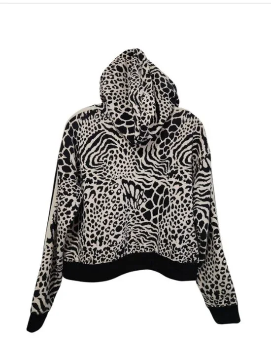 adidas Originals Leopard Print Cropped Trefoil Hoodie OVERSIZED - Picture 6 of 12